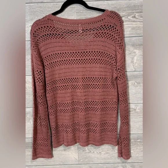 Wishlist Crochet V-Neck Sweater, Size Small, Terracotta Color, - Picture 7 of 7